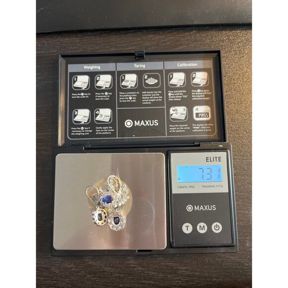 925 Sterling Silver Blue Stone Halo Necklace & Dangle Earrings Set 16.5” - Picture 16 of 16